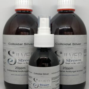 Colloidal Silver 20 ppm, ( 2 x 500ml Bottles) Plus (1 x 100ml Spray Bottle)