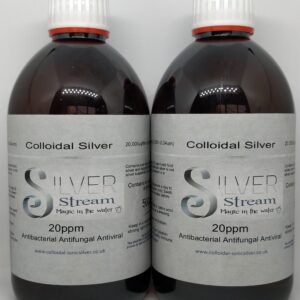 Colloidal Silver 20 ppm, ( 2 x 500ml Bottles) Premium Quality Colloidal Silver