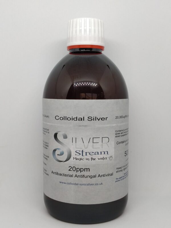 Colloidal Silver 20 ppm, (500ml Bottle) Premium Quality Colloidal Silver